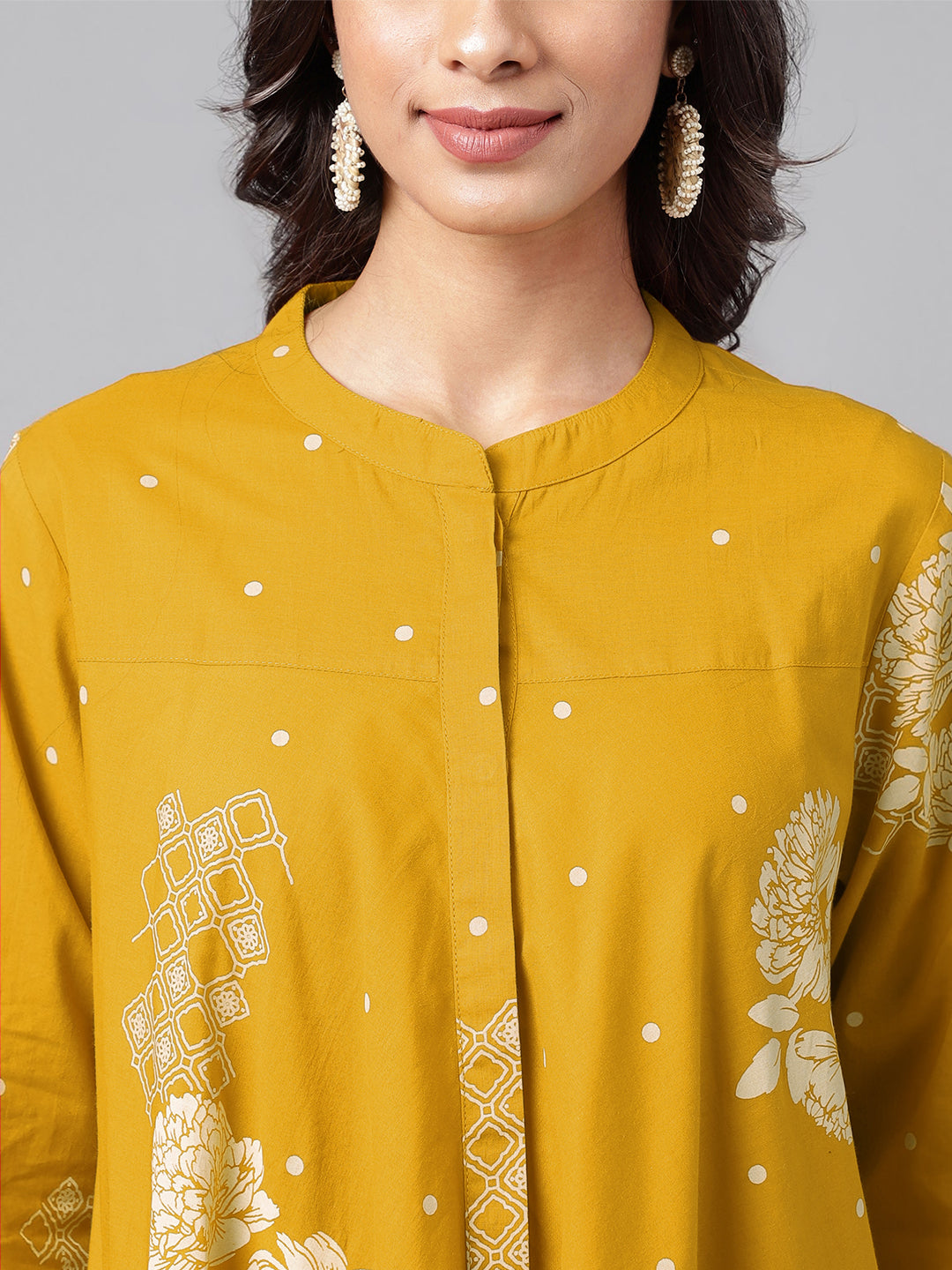 Janasya Bright Cotton Floral Flared Tunic | Swadesiicart