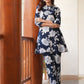 Janasya Dark Cotton Floral A-Line Top & Bottom Set | Swadesiicart
