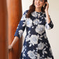 Janasya Dark Cotton Floral A-Line Top & Bottom Set | Swadesiicart