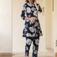 Janasya Dark Cotton Floral A-Line Top & Bottom Set | Swadesiicart