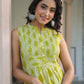 Janasya Bright Cotton Geometric A-Line Kurta Set | Swadesiicart