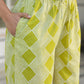 Janasya Bright Cotton Geometric A-Line Kurta Set | Swadesiicart