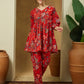 Janasya Bright Cotton Floral Peplum Top & Bottom Set | Swadesiicart