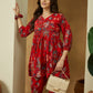 Janasya Bright Cotton Floral Peplum Top & Bottom Set | Swadesiicart