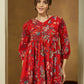 Janasya Bright Cotton Floral Peplum Top & Bottom Set | Swadesiicart