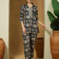 Janasya Dark Cotton Floral Straight Top & Bottom Set | Swadesiicart