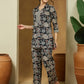 Janasya Dark Cotton Floral Straight Top & Bottom Set | Swadesiicart