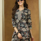 Janasya Dark Cotton Floral Straight Top & Bottom Set | Swadesiicart