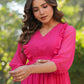 Janasya Bright Dobby Chiffon Self Design Fit & Flare Dress | Swadesiicart