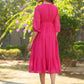 Janasya Bright Dobby Chiffon Self Design Fit & Flare Dress | Swadesiicart