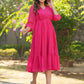 Janasya Bright Dobby Chiffon Self Design Fit & Flare Dress | Swadesiicart