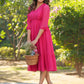 Janasya Bright Dobby Chiffon Self Design Fit & Flare Dress | Swadesiicart