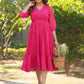 Janasya Bright Dobby Chiffon Self Design Fit & Flare Dress | Swadesiicart