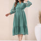 Janasya Dark Dobby Chiffon Self Design Fit & Flare Dress | Swadesiicart
