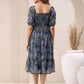 Janasya Dark Georgette Floral A-Line DRESS | Swadesiicart