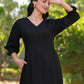 Janasya Dark Rayon Solid A-Line Dress | Swadesiicart