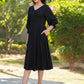 Janasya Dark Rayon Solid A-Line Dress | Swadesiicart