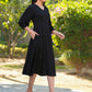 Janasya Dark Rayon Solid A-Line Dress | Swadesiicart