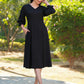 Janasya Dark Rayon Solid A-Line Dress | Swadesiicart