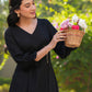 Janasya Dark Rayon Solid A-Line Dress | Swadesiicart