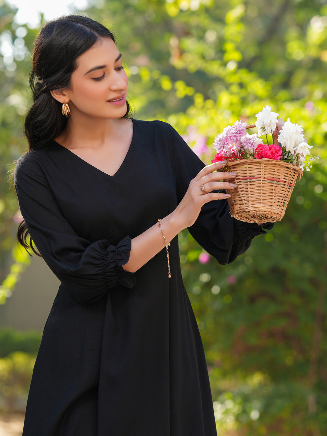 Janasya Dark Rayon Solid A-Line Dress | Swadesiicart