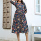 Janasya Dark Cotton Floral A-Line DRESS | Swadesiicart