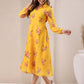 Janasya Bright Georgette Floral A-Line Dress | Swadesiicart