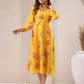 Janasya Bright Georgette Floral A-Line Dress | Swadesiicart