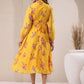 Janasya Bright Georgette Floral A-Line Dress | Swadesiicart