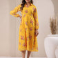 Janasya Bright Georgette Floral A-Line Dress | Swadesiicart