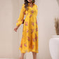Janasya Bright Georgette Floral A-Line Dress | Swadesiicart