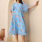 Janasya Bright Georgette Floral A-Line Dress | Swadesiicart