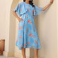 Janasya Bright Georgette Floral A-Line Dress | Swadesiicart