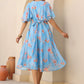 Janasya Bright Georgette Floral A-Line Dress | Swadesiicart