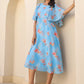 Janasya Bright Georgette Floral A-Line Dress | Swadesiicart