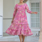 Janasya Dark Georgette Floral Tiered Dress | Swadesiicart