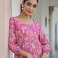 Janasya Dark Georgette Floral Tiered Dress | Swadesiicart