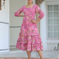 Janasya Dark Georgette Floral Tiered Dress | Swadesiicart