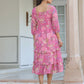 Janasya Dark Georgette Floral Tiered Dress | Swadesiicart