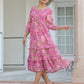 Janasya Dark Georgette Floral Tiered Dress | Swadesiicart