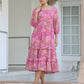 Janasya Dark Georgette Floral Tiered Dress | Swadesiicart