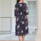 Janasya Dark Georgette Floral A-Line Dress | Swadesiicart