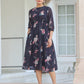 Janasya Dark Georgette Floral A-Line Dress | Swadesiicart