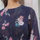Janasya Dark Georgette Floral A-Line Dress | Swadesiicart