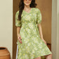 Janasya Light Cotton Floral A-Line Dress | Swadesiicart