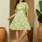 Janasya Light Cotton Floral A-Line Dress | Swadesiicart