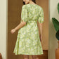 Janasya Light Cotton Floral A-Line Dress | Swadesiicart
