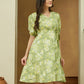 Janasya Light Cotton Floral A-Line Dress | Swadesiicart