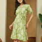 Janasya Light Cotton Floral A-Line Dress | Swadesiicart