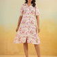 Janasya Light Cotton Floral A-Line Dress | Swadesiicart